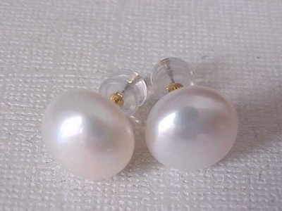 11,5 MM AAA ECHTE WEISSE PERLEN OHRSTECKER MASSIV 14 KT GELBGOLD #2