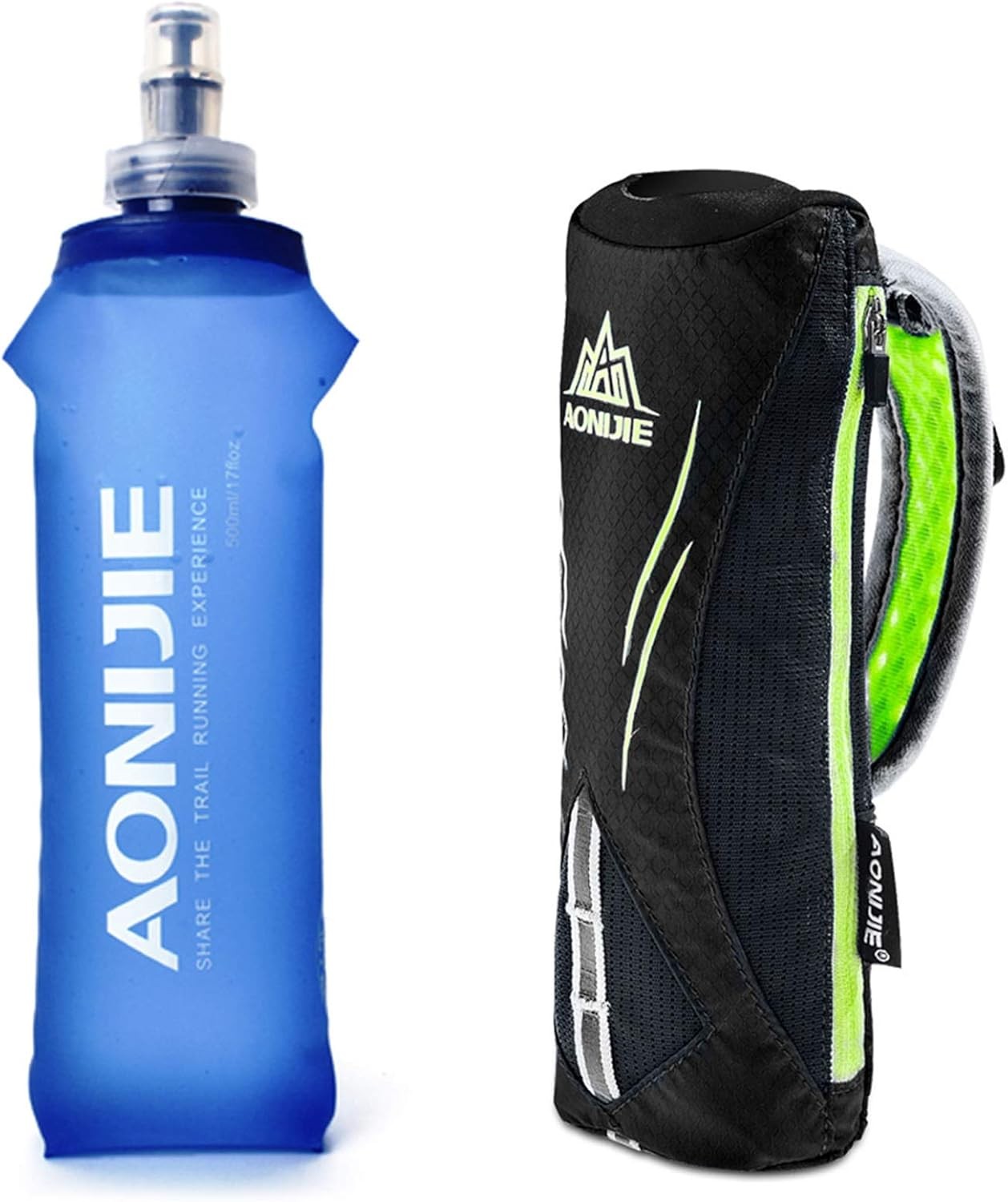 Geila Handheld Water Bottle for Running, 17 17 Ounces, Black+500ML Soft Flask 