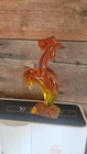 Vintage Amberina Glass Rooster Figurine Murano Style Art Glass Orange Yellow Mid