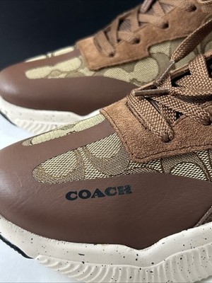 NEW COACH Size 8.5 Men's Sneaker Khaki SIG C Jacquard Logo