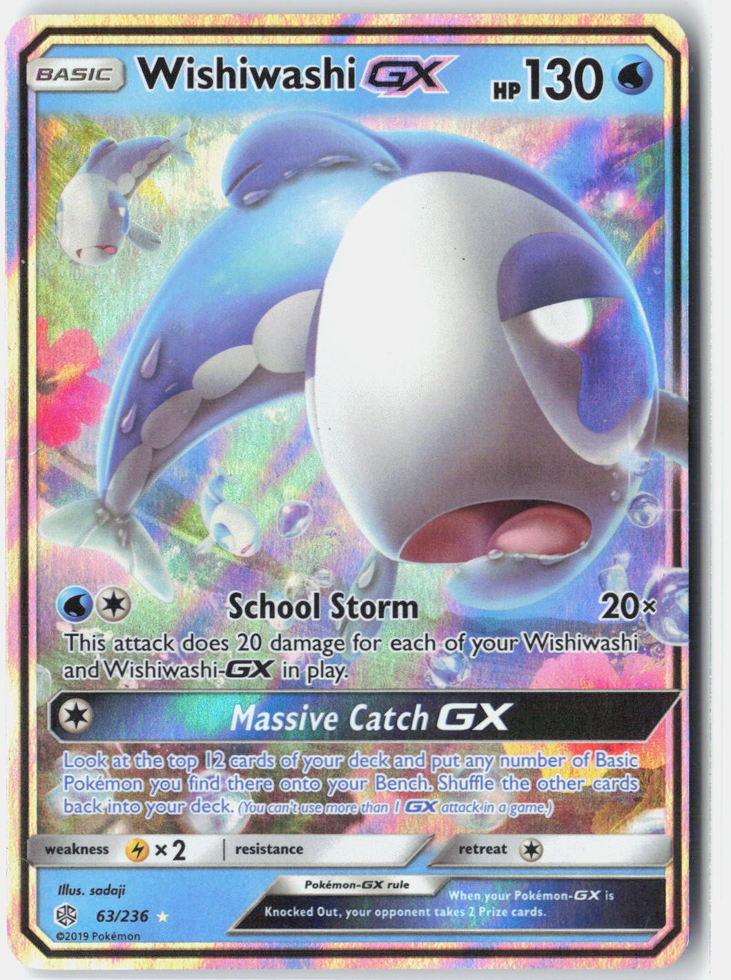 Wishiwashi GX SM - Cosmic Eclipse 63/236 Pokemon Card Holo