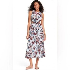 Rhode X Target Light Blue Floral Print Sleeveless Cut Out Midi Dress Size XXS