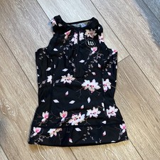 Wattie Ink Women Xs XSmall Tri Triathlon Top floral black pink white flowers