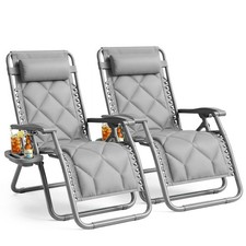 Keplin Quilted Zero Gravity Chairs Heavy Duty Garden Recliners Set of 2 XXL