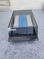 Vintage Rolodex VIP-24C Covered Card File Black Smoke Index Box A-Z Tabs USA