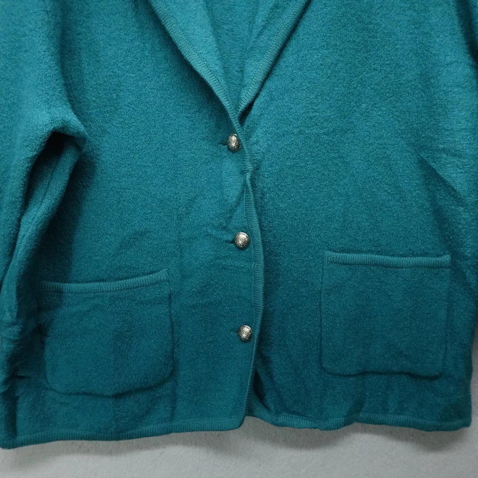 Cardigã suéter feminino vintage Norm Thompson pequeno grande jaqueta de lã fervida - Imagem 2 de 4
