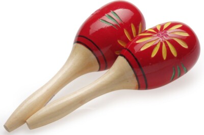 Stagg MRW-23 Paar ovaler Holz Maracas, Blumen-Finish, rot, 23 cm