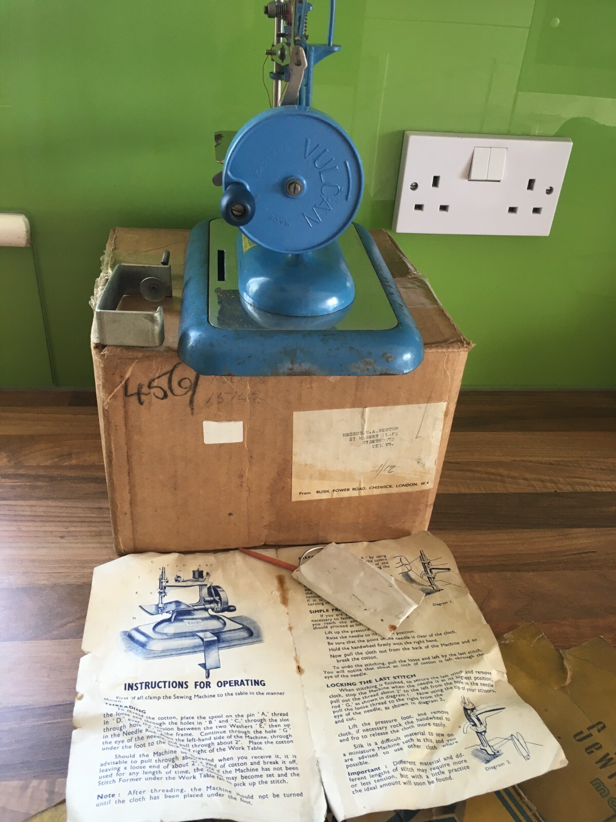 VINTAGE VULCAN BLUE TOY SEWING MACHINE eBay