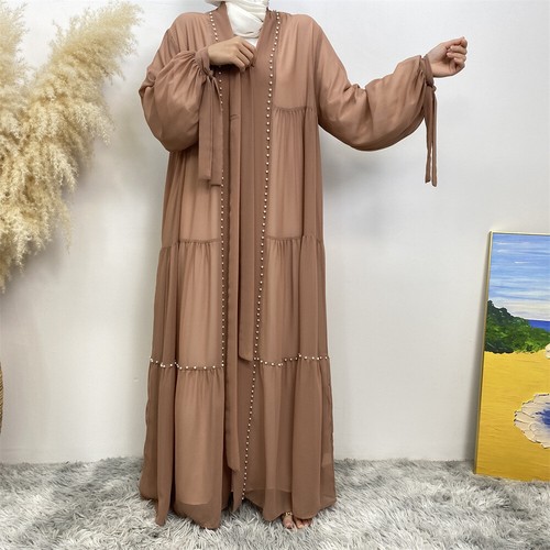 Dubai Abaya Abierto Mujeres Musulmanas Cárdigan Maxi Vestido Cuentas Caftán Vestido Árabe Vestidos - Imagen 47 de 66
