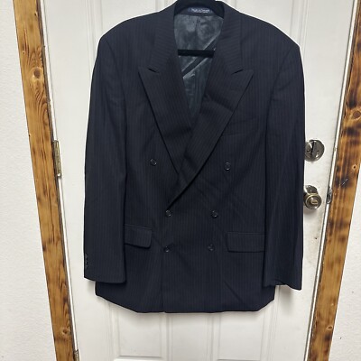 Kasper Wool Macy's Men's Store Double Breasted 44T Blazer Suit
