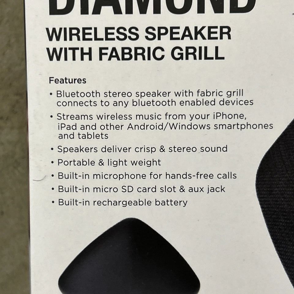 Soundlogic XT Diamond Bluetooth Wireless Speaker With Fabric Grill  (Black) - Image 3 of 4