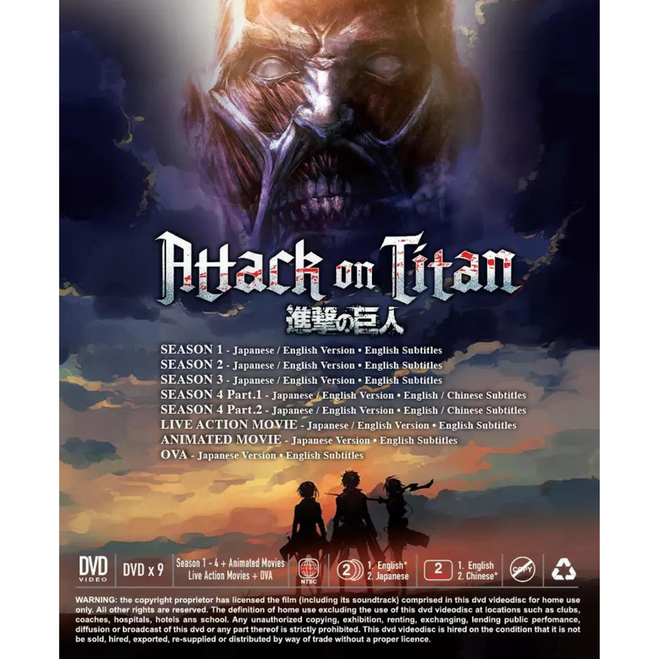 Attack On Titan Dvd Alle Staffeln Attack On Titan Complete Season 1-4 + 2 Movies + 8 OVAs DVDs FREESHIP