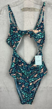 Cupshe Women XL Swimsuit Monokini Lush Leaves Tropical One Piece Cut Out Sun NEW