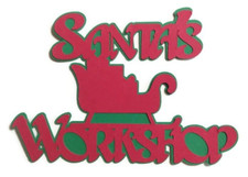 Santa's Workshop Cardstock Words with Backgrounds Die Cuts Scrapbook 6 PCS