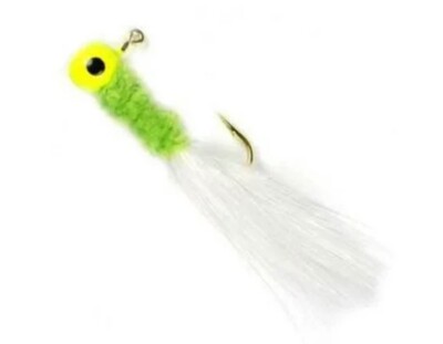 Johnson Beetle Bou Marabou Jig Fish Bait Hook, Chartreuse, 1/8 Oz., Pack of 8