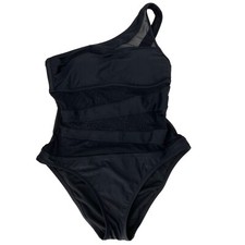 Womens Shade  Shore Black Mesh One Should Asym Maillot Swimsuit Small 3788
