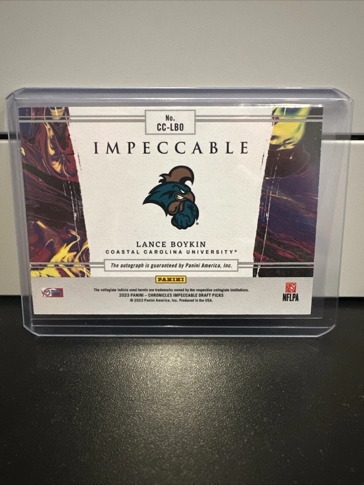 2023 Chronicles Draft Picks Football Impeccable Lance Boykin RC Auto CCU Seahawk - Image 2 of 2