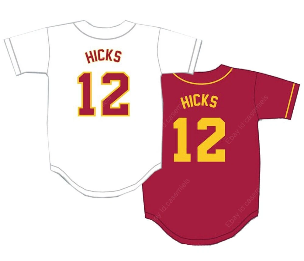 Retro 80's Aaron Hicks #12 High School Jersey Baseball Sewn White Red  Woodrow