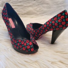 Betsey Johnson Peep Toe Pumps Sz 6 M Platform, Cone Heels, Rockabilly