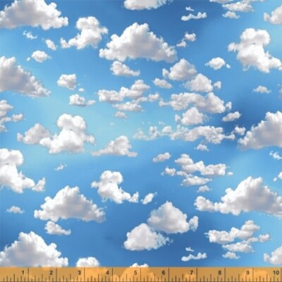 Cotton Clouds Sky Landscapes Day Dreaming Blue Fabric Print by Yard D139.21