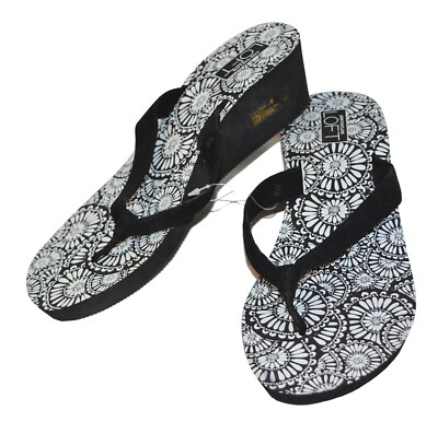 NEW LOFT Montauk Wedge Flip Flop Womens Signature Thong Sandals Shoes Size 8