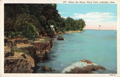 Lakeside, Ohio Postkarte Perry Park Shore Lake Erie PM 1940 OH5 - Bild 1 von 2