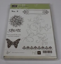 Stampin' Up UnMounted Rubber Stamp Set CREATIVE ELEMENTS Butterfly Floral Create