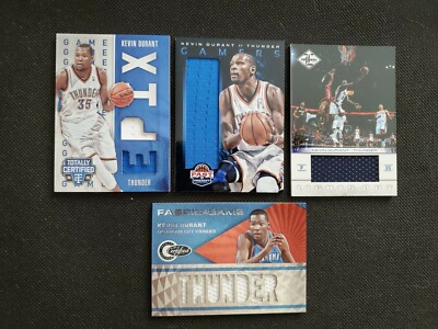 2010-11 KEVIN DURANT TOTALLY CERTIFIED PAST & PRESENT LIMITED SP JERSEY LOT (4)!