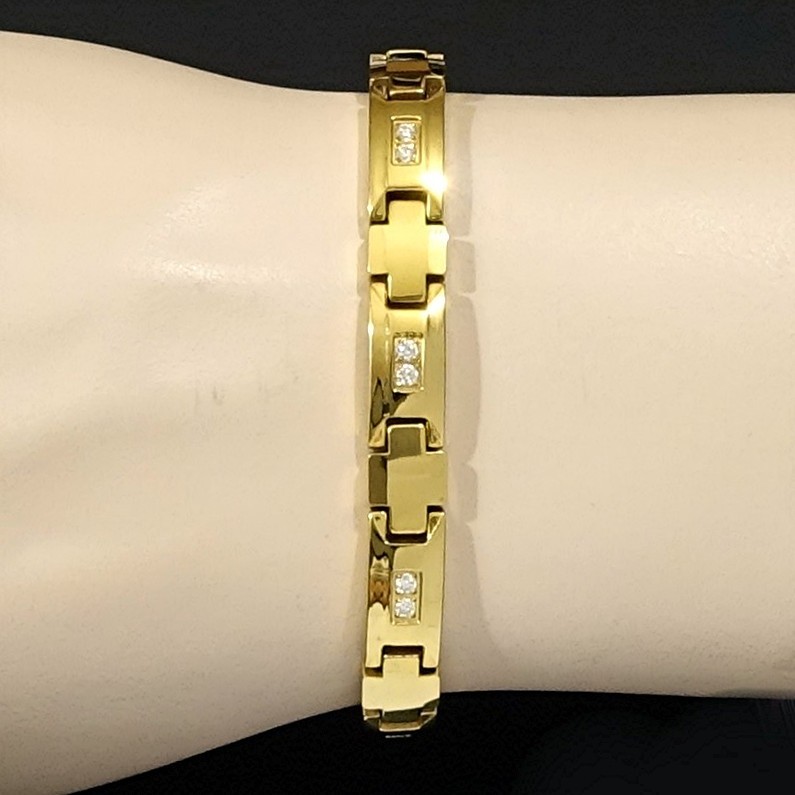 Bracelet Magnétique En Tungstène Plaqué Or 24K Pour Soulager Les Douleurs Arthritiques - Unisexe