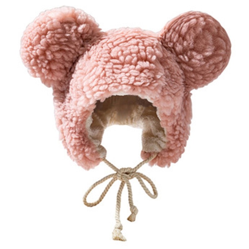 Solid Color Lamb Wool Hat Bear Ear Protect lei Hat Thicken Fall Winter