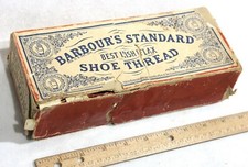 Antique BARBOUR'S STANDARD SHOE THREAD Cardboard Box - 1878 - FLAX Trade Mark