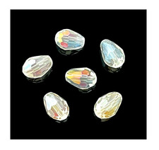 25 Celestial Crystal Faceted Clear AB Glass 11x8mm Teardrop Pear Beads