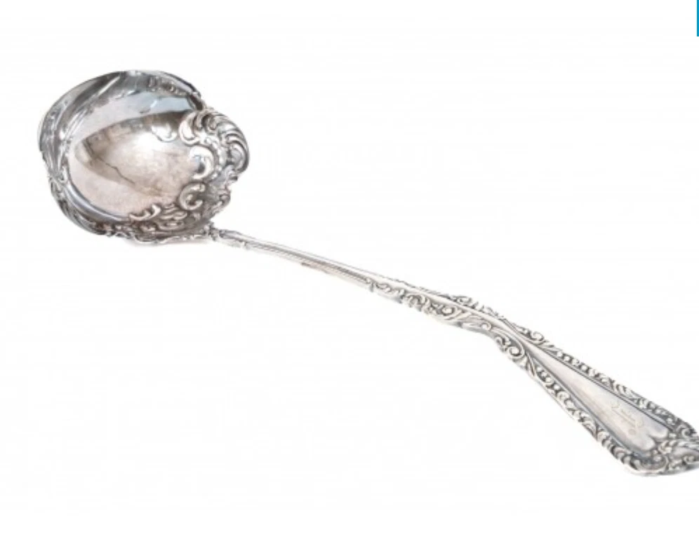 Vintage Rogers & Son AA Silverplate Soup Gravy Ladle Spoon 12"