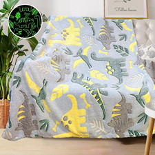 Dinosaur Blanket for Boys, Personalized Baby Blankets for Boys, Dinosaur Glow in