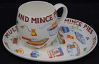 CROWN TRENT Cup & Saucer Mulled Wine And Mince Pies ENGLAND 3.5" — photo 1