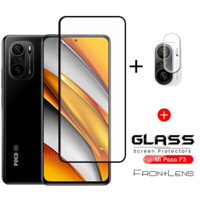 For Xiaomi POCO F3 X3 Pro M3 Full Cover Tempered Glass + Camera Lens Protector