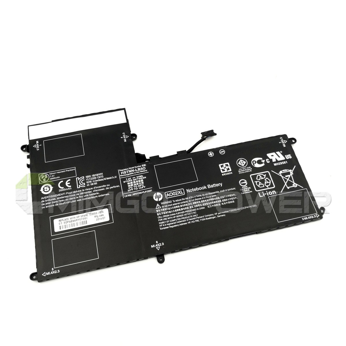 Batteria Compatibile Per Tablet HP ElitePad 1000 G2 – Li-Polymer 7,4V 4150mAh/30,7Wh – Ricambio Sostitutivo - 2