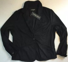 New Wendy Williams Womens Black Suede Jacket Size 14 Large Dress Blazer Coat