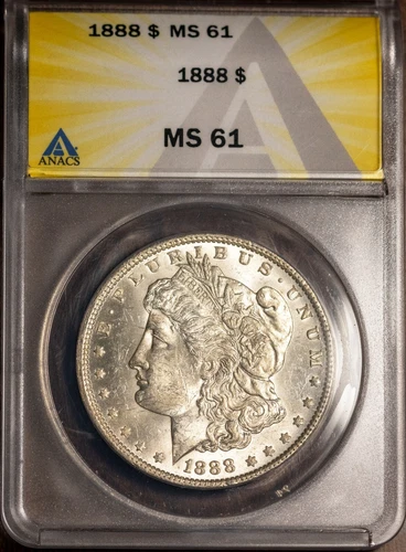 1888 $1 Silver Morgan MS 61 ANACS # 7432930 New Holder + Bonus