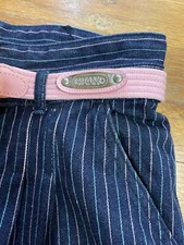 Vintage 80s Gitano Striped Jeans Blue Pink Belted Pleated Mom High Rise 27 x 29