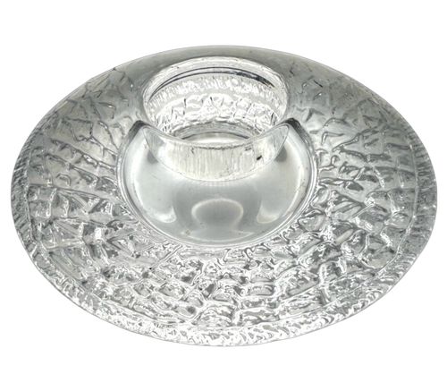 ORREFORS SWEDEN clear glass round disc shape candle holder 5.5” (set of 2) - Picture 4 of 6