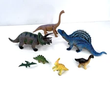 Mixed Brand Lot Of 7 Dino Dinosaurs Plastic Figures Toys Various Sizes Jurassic