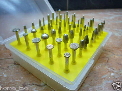THK DIAMOND TOOLS 50 pcs Diamond coated rotary SMALL head burrs points grinding mounted GRIT 120