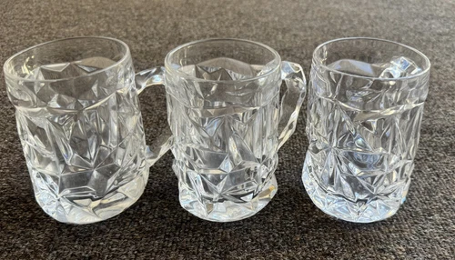 3 ps Tiffany & Co. Beer Mug Rock Cut Lead Crystal Signed 5"