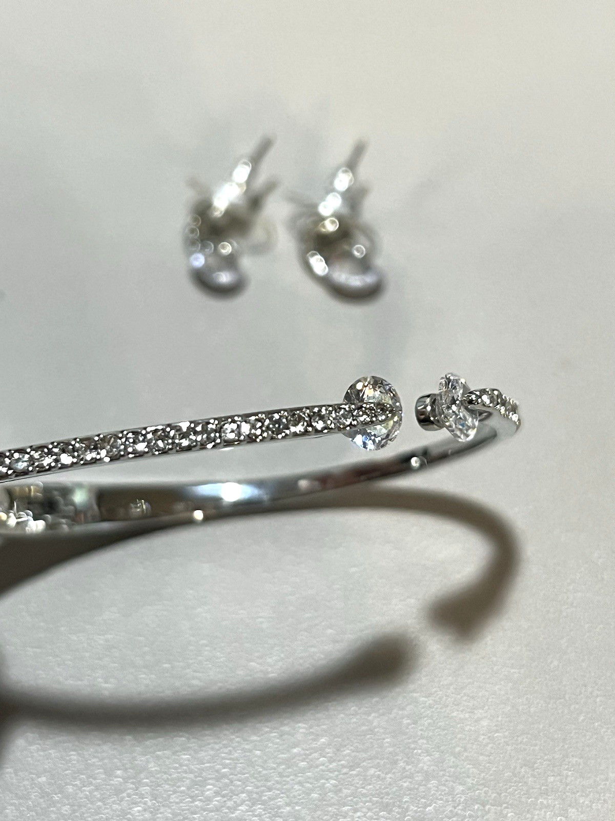 Givenchy Floating Crystal Hinged Cuff Bracelet Si… - image 7