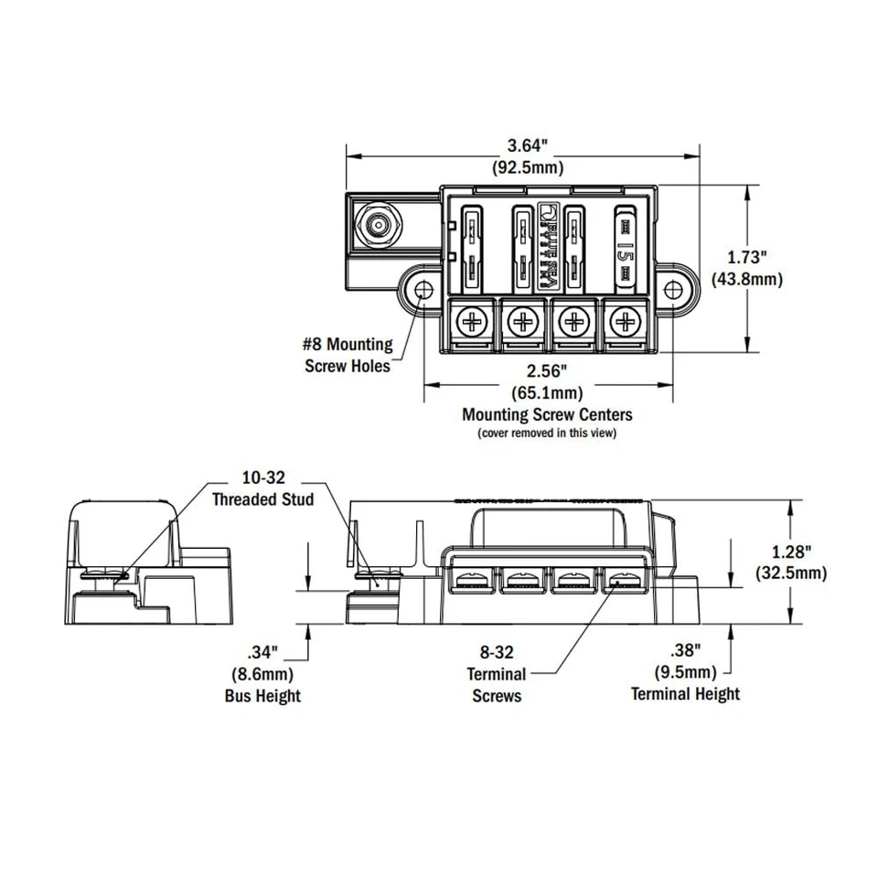 Blue Sea Systems 5045 ST Blade Fuse Block Compact 4-Circuit with With cover  - Image 4 of 4