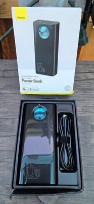 Baseus 65W 30000mAh Slim Power Bank Fast Charge Digital Display Silver USB-C R1