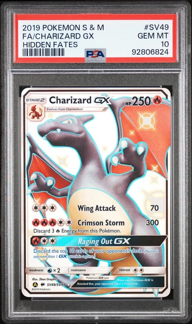 Pokemon 2019 Hidden Fates Charizard GX SV49/SV94 Full Art Holo PSA 10