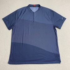 Nike Tiger Woods Collection Polo Shirt Mens XL Blue Dri-FIT Blade Collar Golf