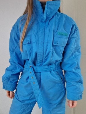 Ellesse Retro Vintage Skianzug Skioverall Schneeanzug Ski Anzug Overall blau 48
